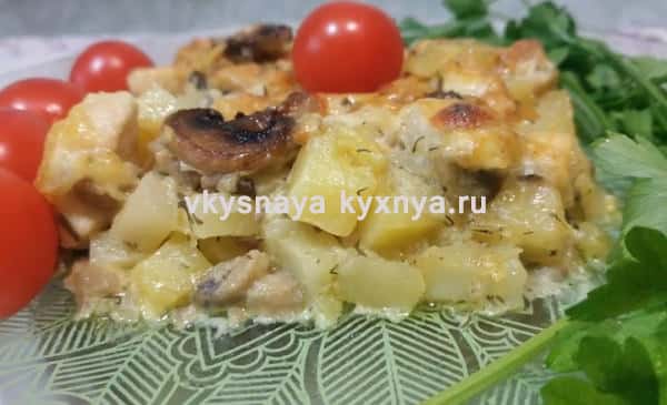 Картопляна запіканка з грибами - рецепти приготування в духовці
